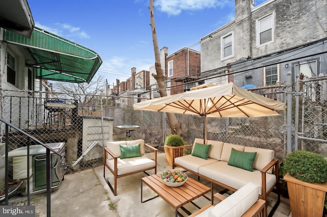 view of patio / terrace with an outdoor living space