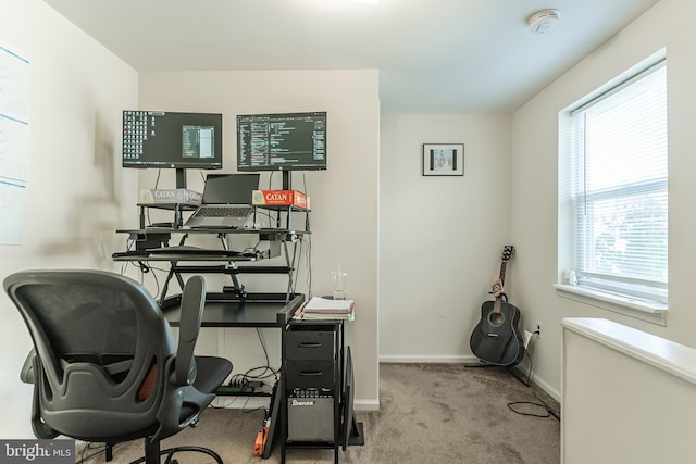 view of carpeted office space