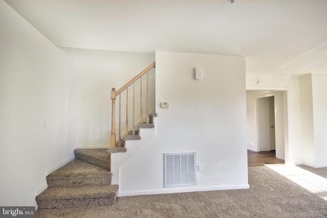 stairway with carpet floors