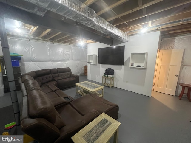 living room with concrete floors