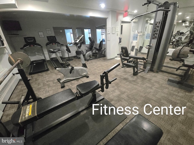 gym featuring carpet floors