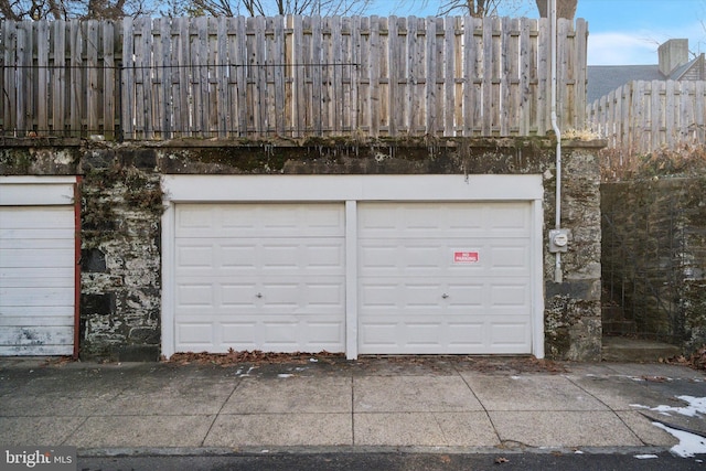 view of garage