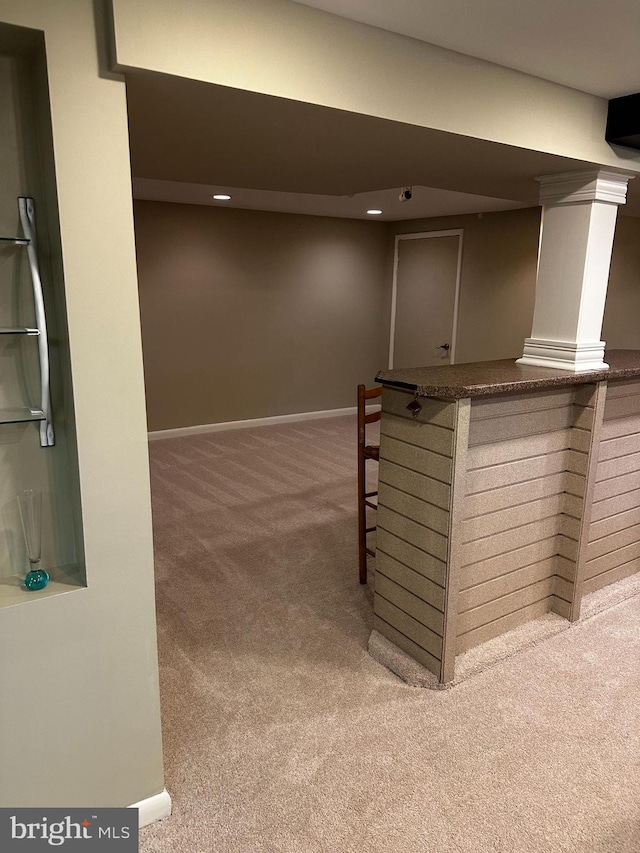 basement featuring carpet