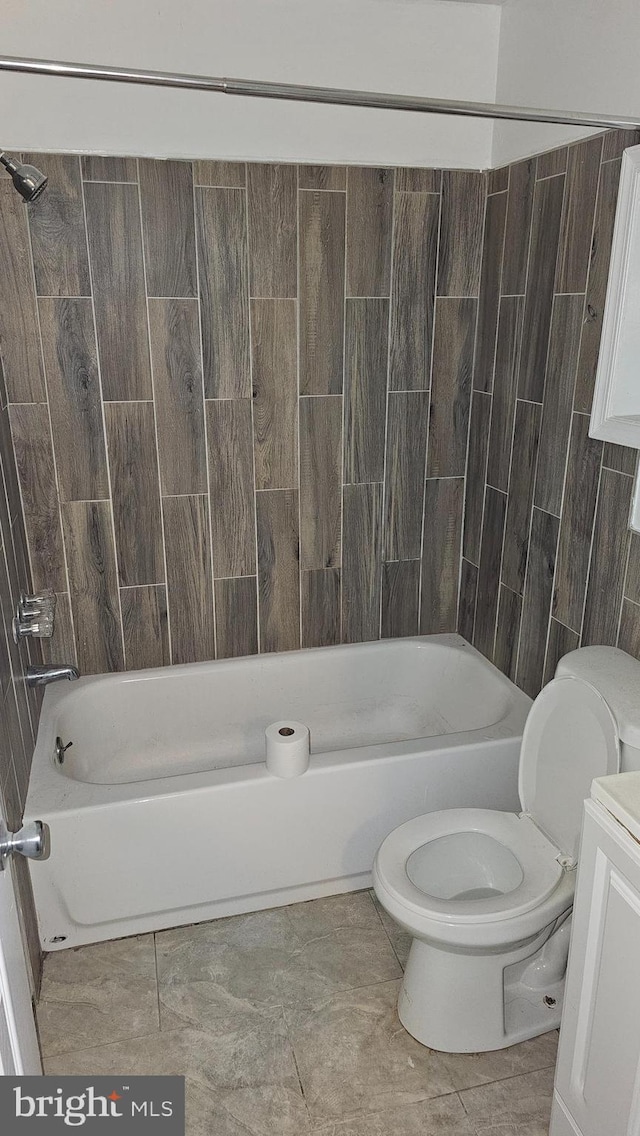 full bathroom featuring vanity, toilet, and shower / washtub combination