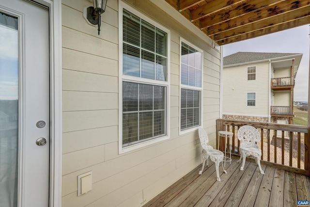 wooden deck with covered porch