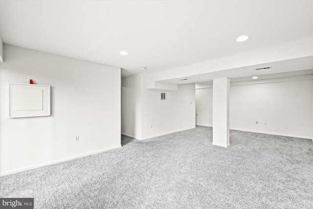 basement with carpet floors