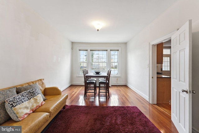 dining area with light hardwood / wood-style flooring