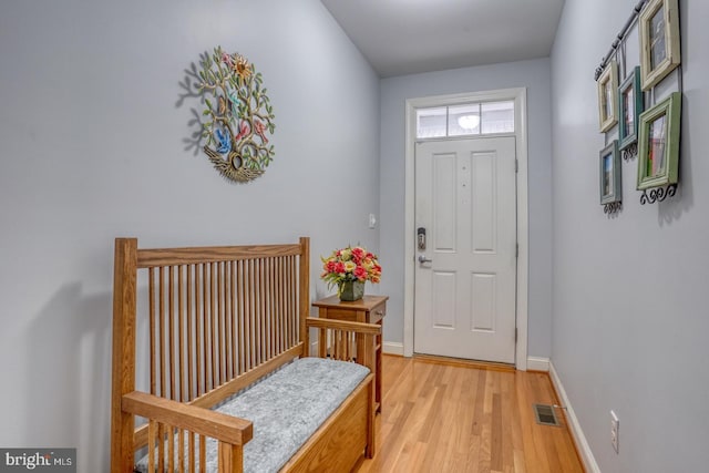 entrance foyer with light hardwood / wood-style flooring