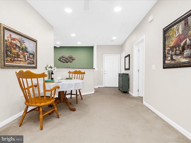 view of carpeted dining room