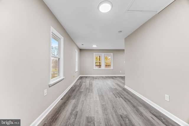 spare room with wood-type flooring