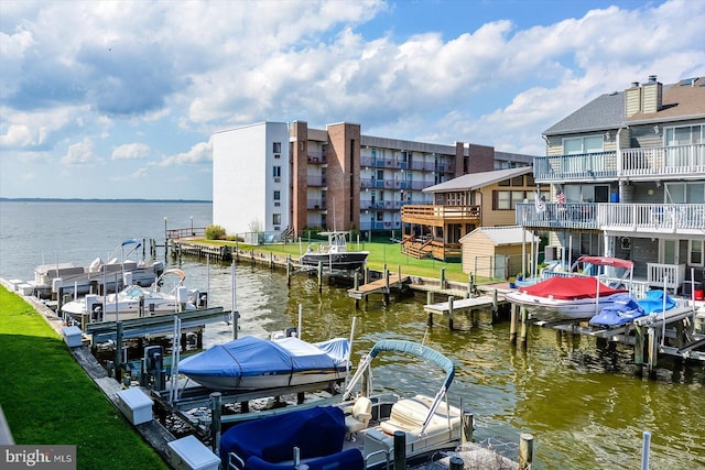 dock area featuring a water view