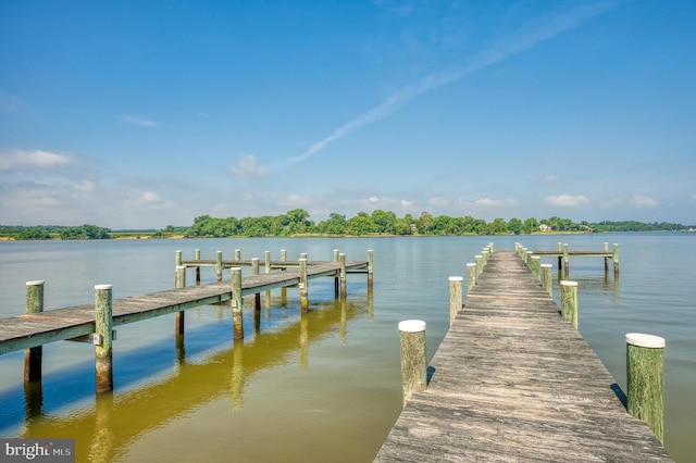 view of dock featuring a water view