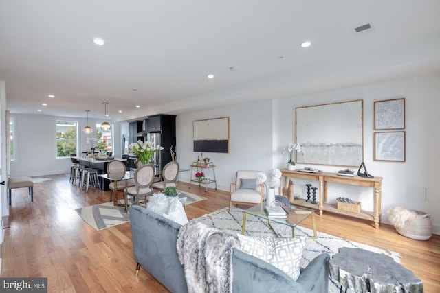 living room with hardwood / wood-style floors