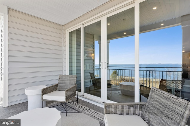 balcony with a water view