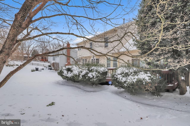 view of snow covered exterior