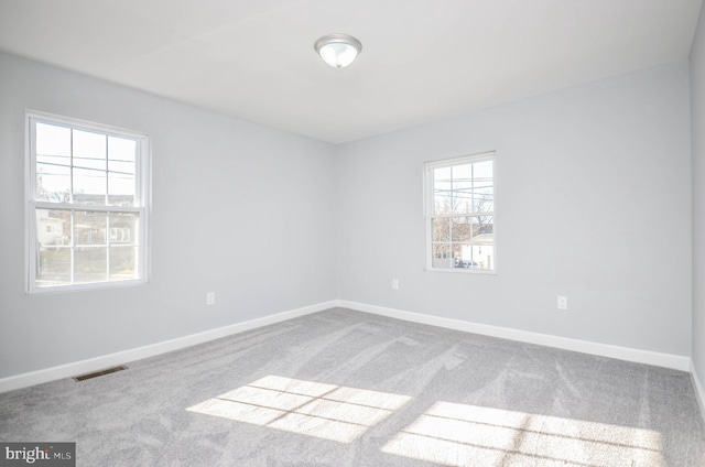 unfurnished room featuring carpet and a wealth of natural light