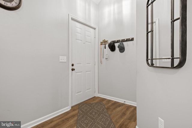 entryway with dark hardwood / wood-style floors