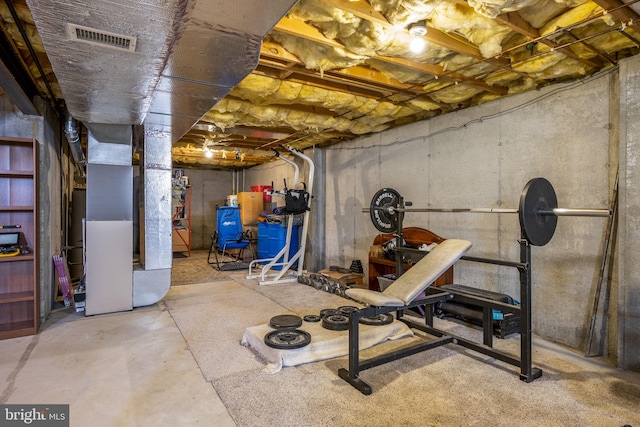 basement featuring heating unit