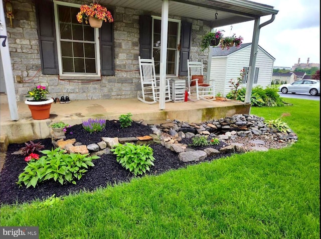 exterior space featuring covered porch