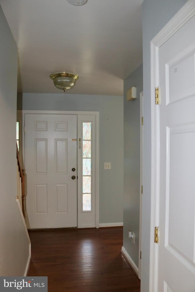 entrance foyer featuring dark hardwood / wood-style floors