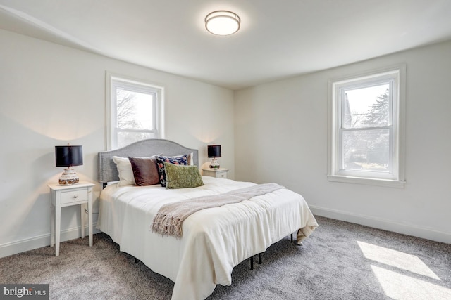 bedroom with baseboards and carpet floors