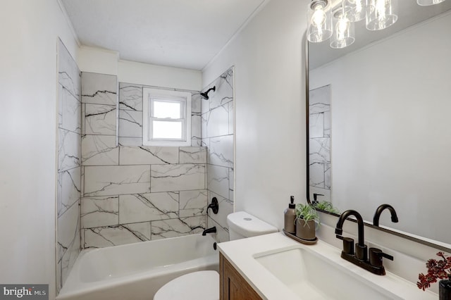 bathroom with vanity, toilet, and bathtub / shower combination