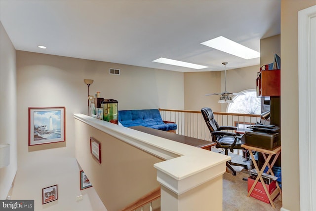 home office with ceiling fan