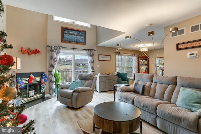 living room featuring light hardwood / wood-style flooring