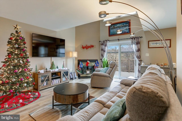 living room with light wood-type flooring