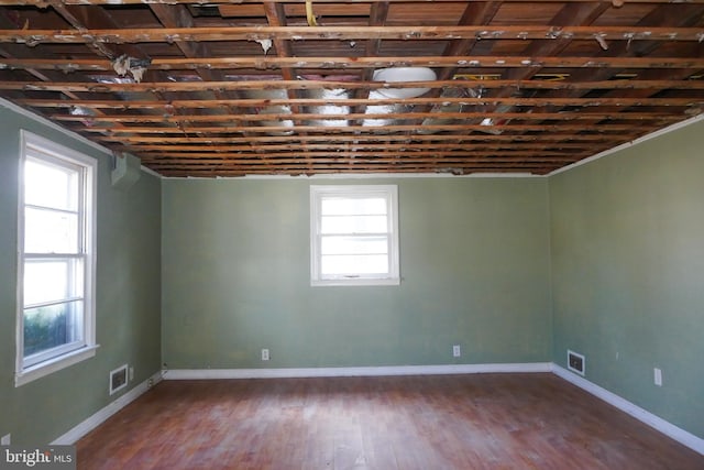 unfurnished room featuring wood-type flooring and a wealth of natural light