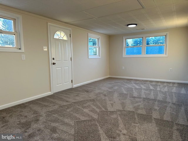 foyer featuring carpet floors