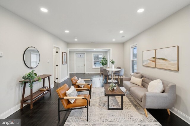 living room with hardwood / wood-style floors