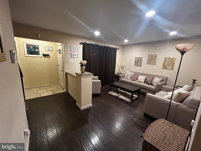 living room with hardwood / wood-style floors