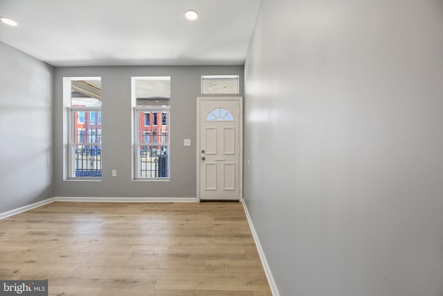 entryway with light wood-type flooring