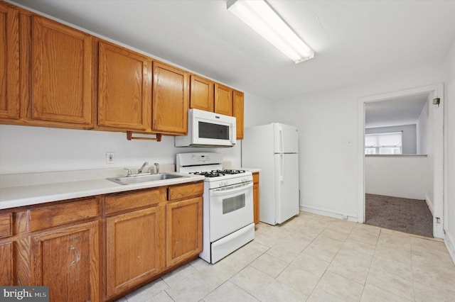 kitchen featuring sink and white appliances