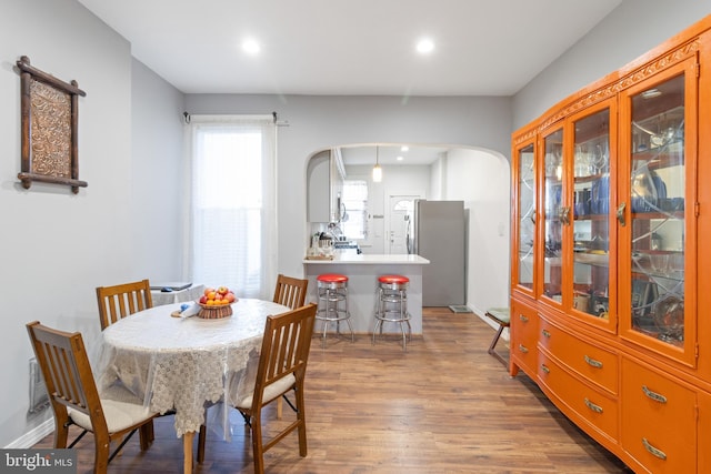 dining room with wood-type flooring