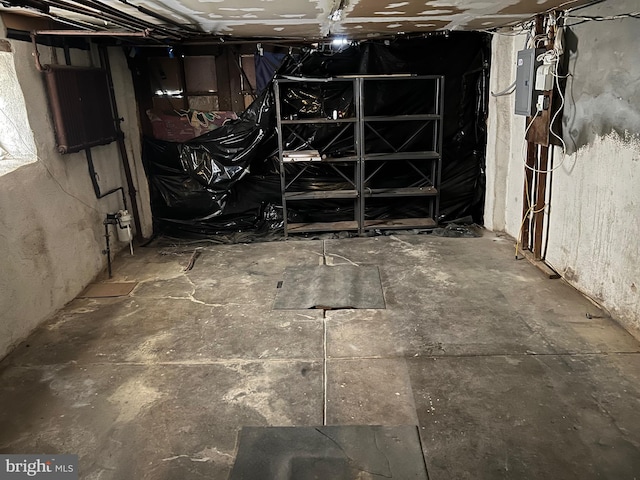 basement with electric panel