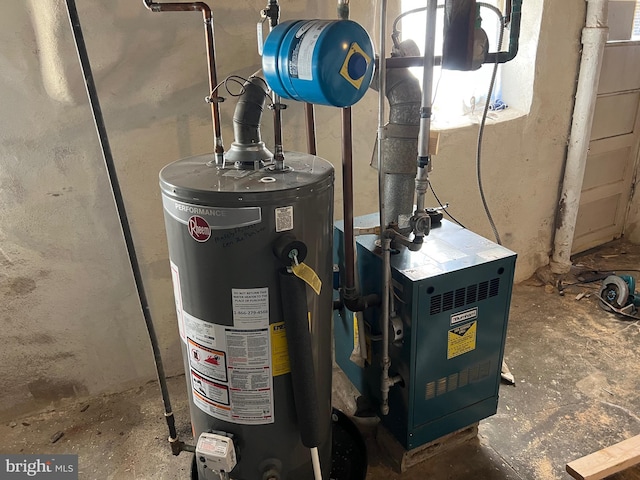 utility room with water heater