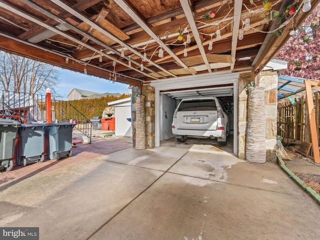 view of garage