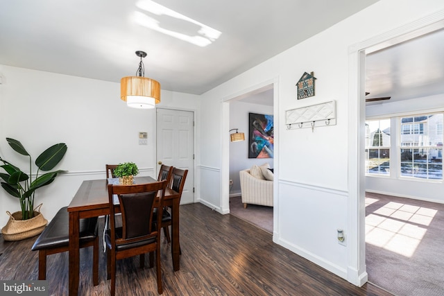 dining room with dark wood-type flooring