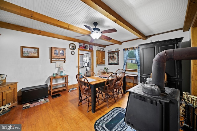 dining room featuring ceiling fan and light hardwood / wood-style flooring