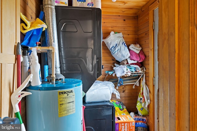 storage area with water heater