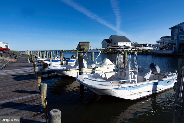 dock area featuring a water view