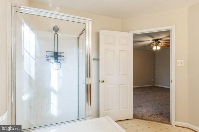 bathroom featuring ceiling fan