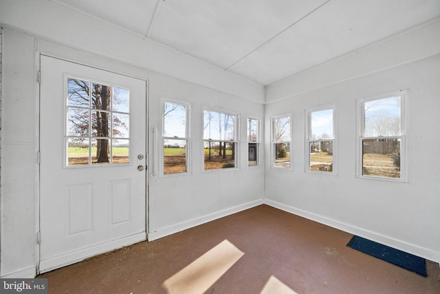 view of unfurnished sunroom