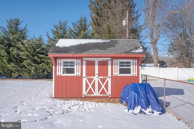 view of snow covered structure