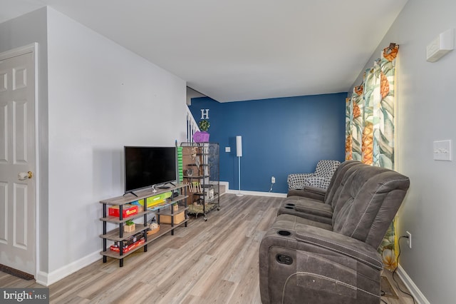 living room with light wood-type flooring