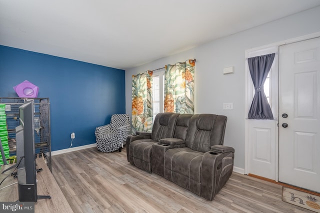 sitting room with light wood-type flooring