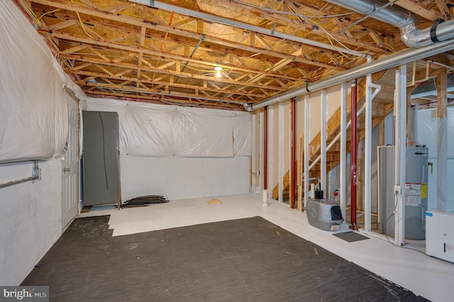 basement with water heater