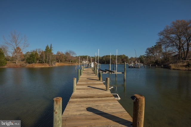 dock area featuring a water view